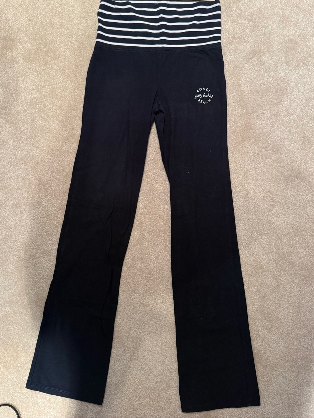 Blue Striped Waistband Yoga Pants